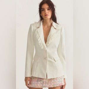 NWT LoveShackFancy Lula Tailored Lace-Trim Blazer